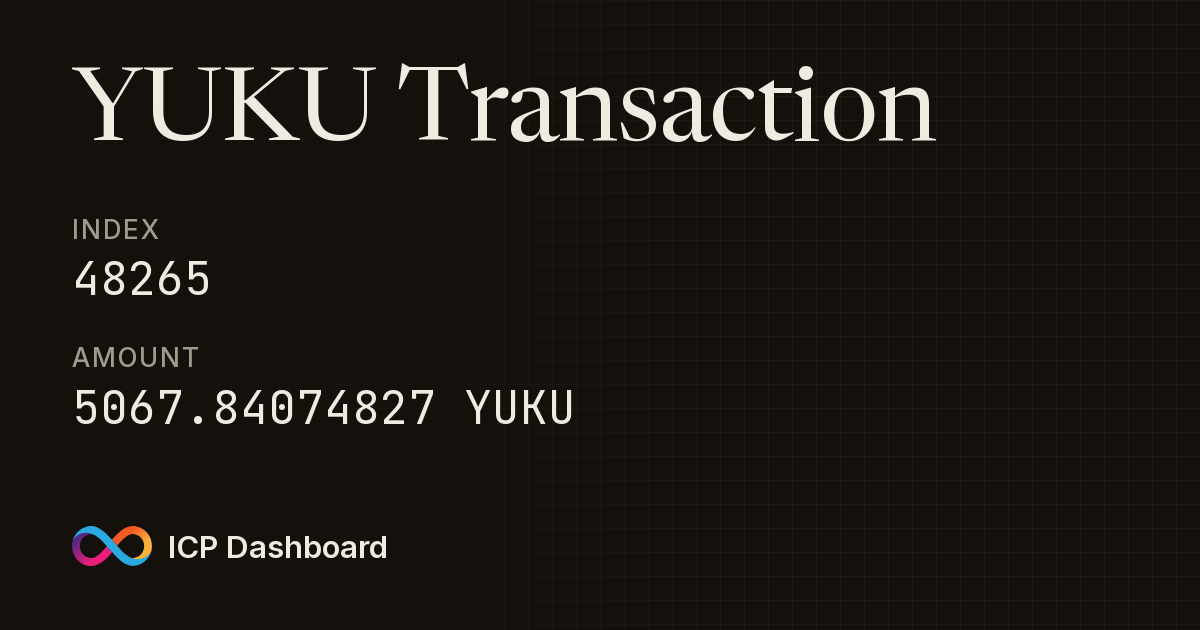 Yuku AI (YUKU) Transaction: 48265 - ICP Dashboard