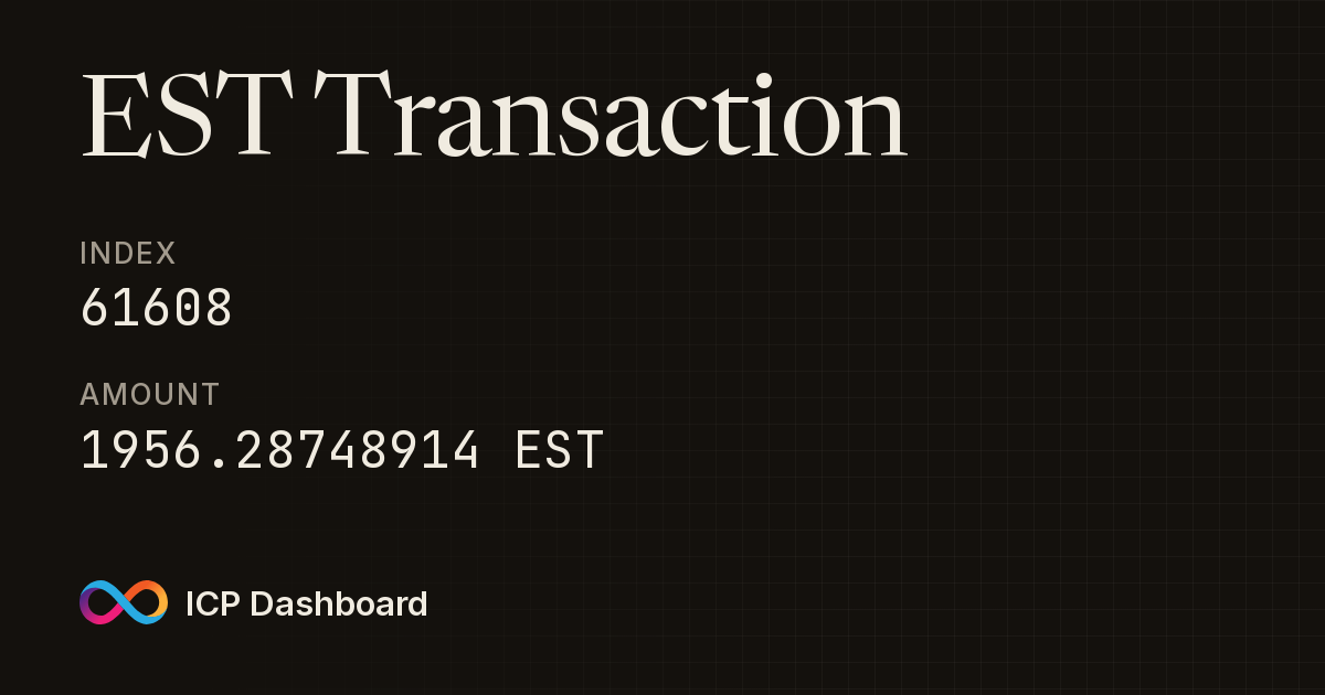 ESTATE (EST) Transaction: 61608 - ICP Dashboard