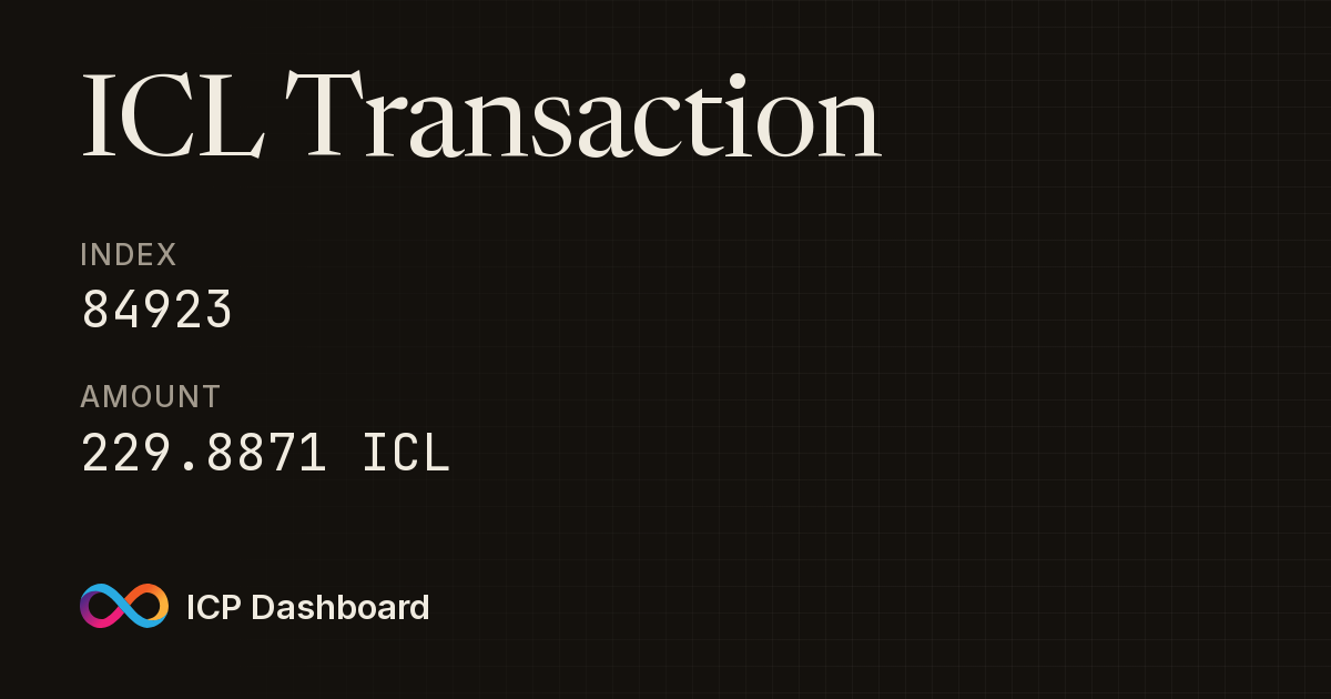 ICLighthouse DAO (ICL) Transaction: 84923 - ICP Dashboard