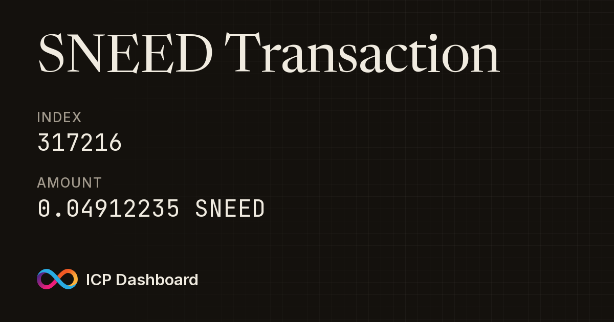 Sneed Rome Sneed DAO (SNEED) Transaction: 317216 - ICP Dashboard