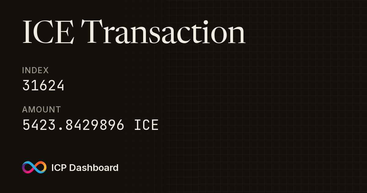 ICExplorer (ICE) Transaction: 31624 - ICP Dashboard