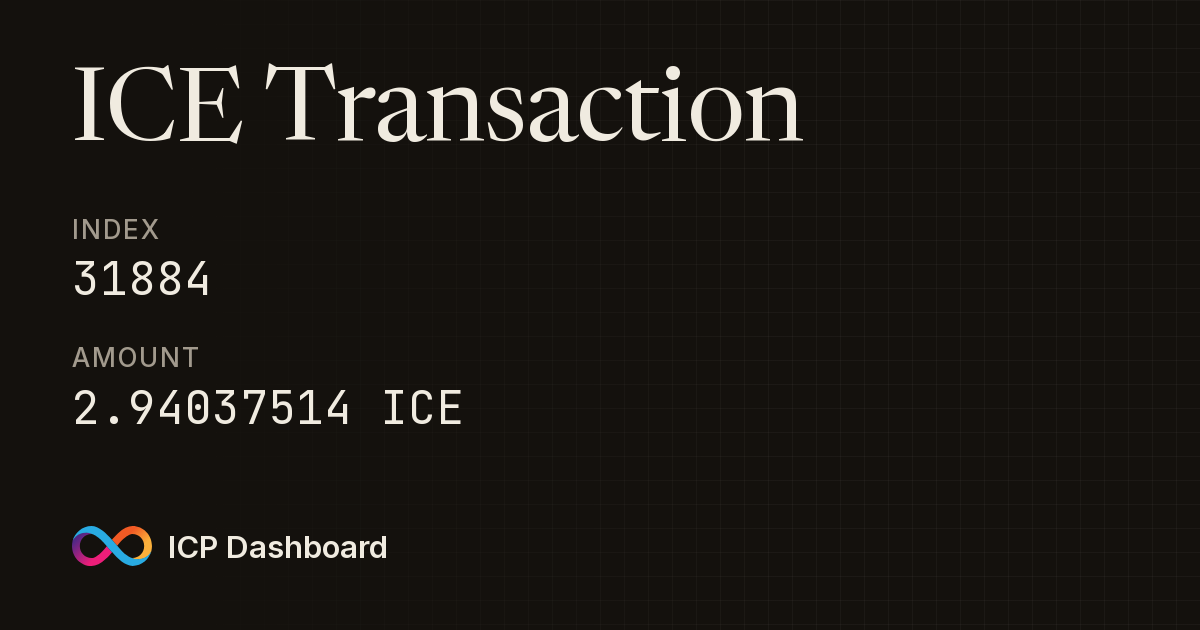 ICExplorer (ICE) Transaction: 31884 - ICP Dashboard