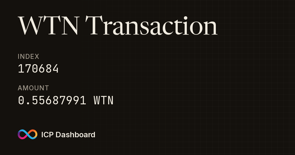 WaterNeuron (WTN) Transaction: 170684 - ICP Dashboard